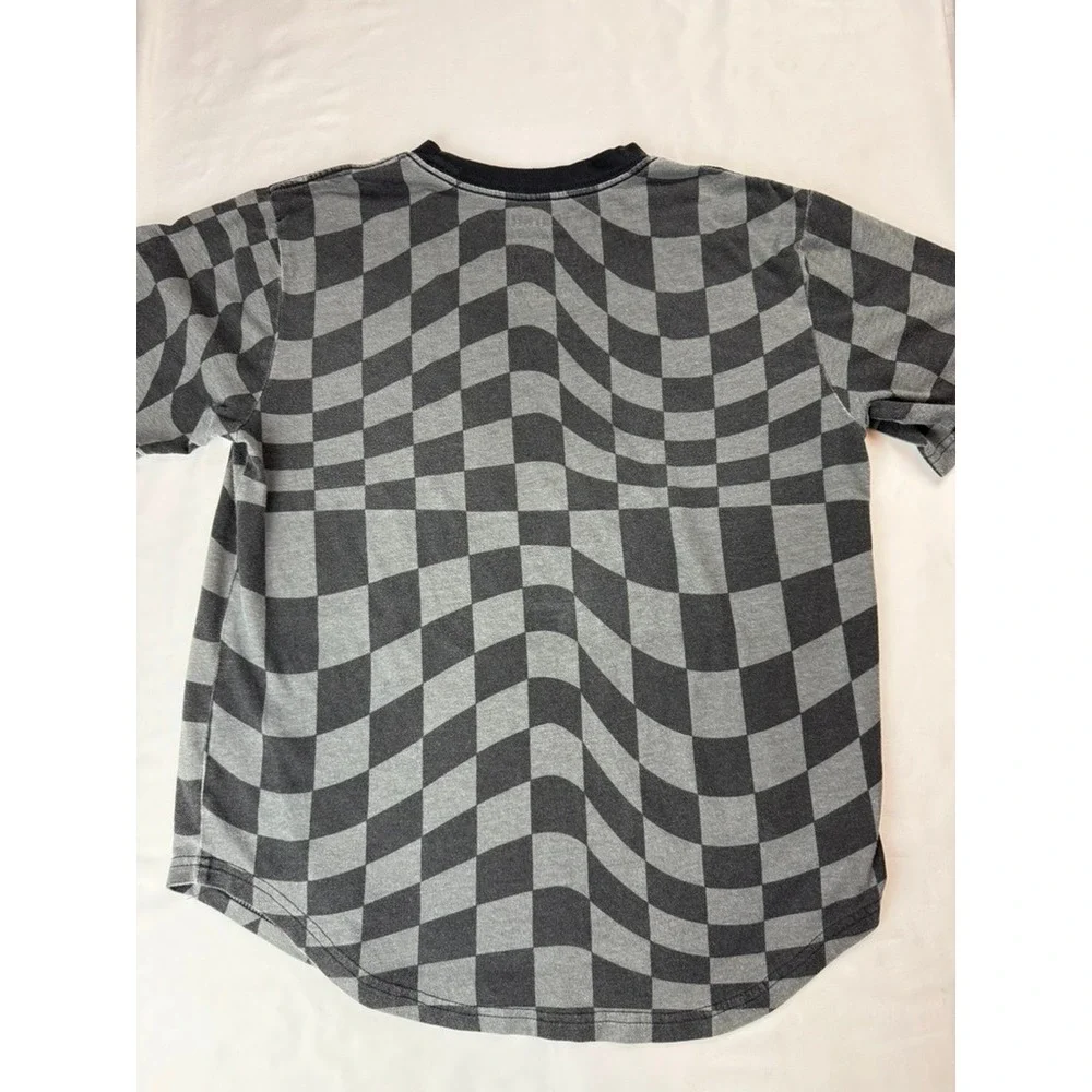 Fortnite Kids Boys XXL 18 T-Shirt Grey Black Warped Checkerboard Graphic Tee